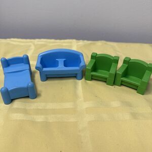 Vintage 1984 4pc Playskool Sesame Street Furniture 2 Chairs Couch Bed